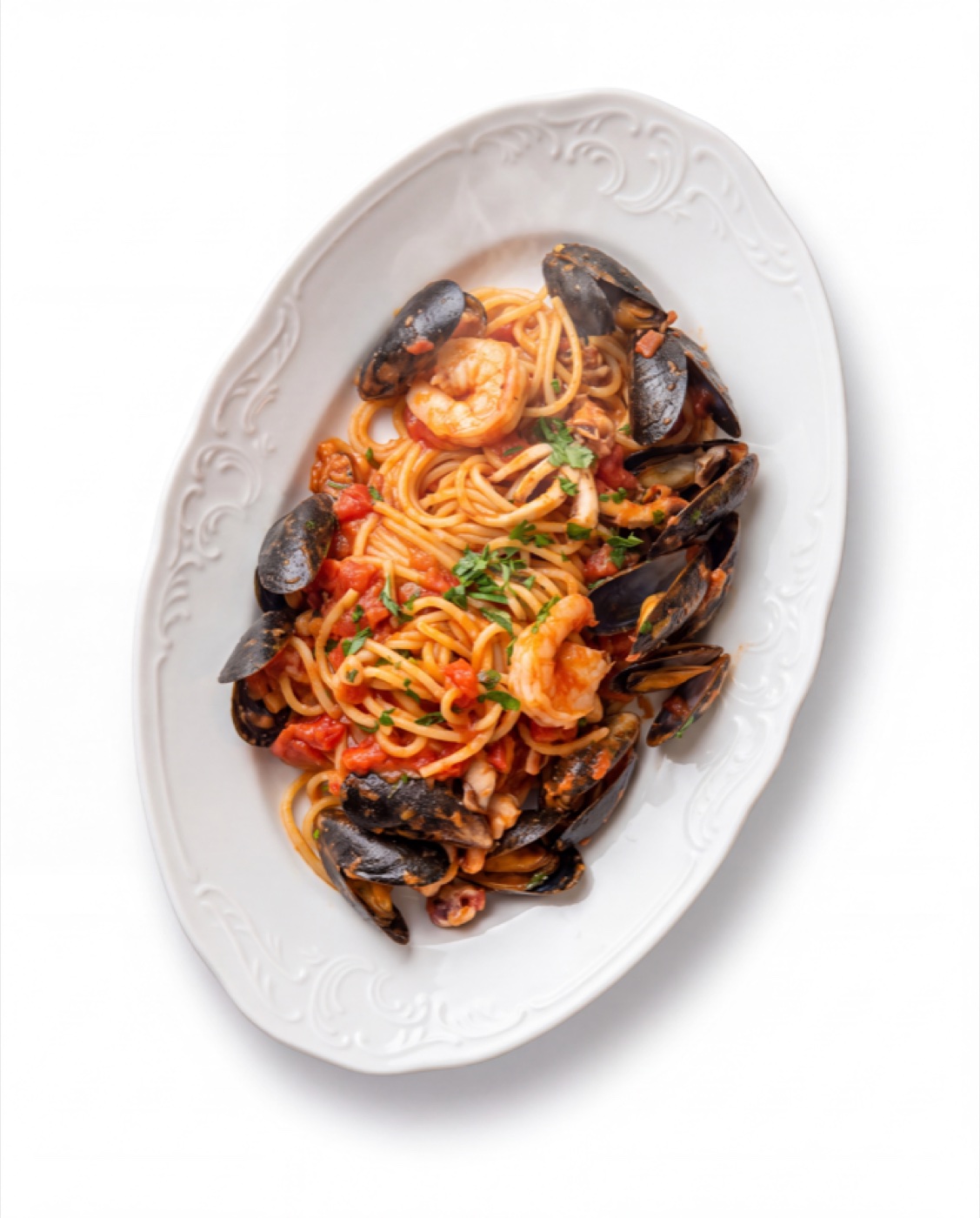 Spaghetti frutti di mare z owocami morza — Pizzeria Ogrodowa w Wieluniu